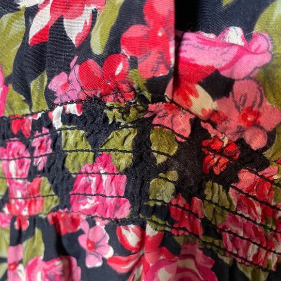 90s Vintage RJ Stevens Plus Size Pink Black Green Floral Short Sleeve Maxi Dress - Picture 3 of 5
